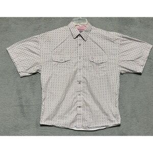 Panhandle‎ Shirt Mens L Pink Geometric Pearl Snap Western Cowboy 100% Cotton